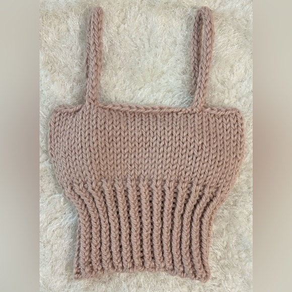 Handmade Hand Crafted Knit Spring/Summer Crop Top Pink Size Small - Picture 3 of 6